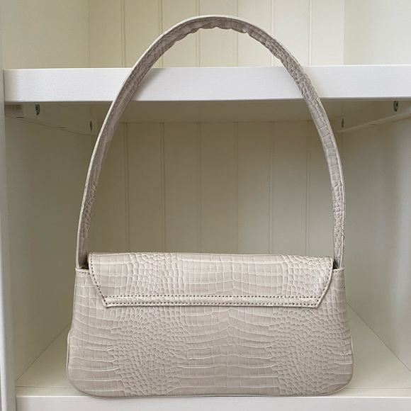 Brie Leon Camille Shoulder Bag in Recycled Bone Croc (Ivory Color) - Picture 2 of 6